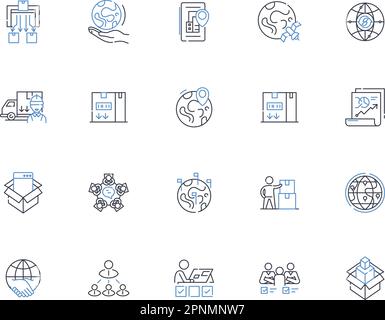 Conveyance line icons collection. Transportation, Shipment, Delivery, Movement, Transfer, Passage, Haulage vector and linear illustration. Freight Stock Vector