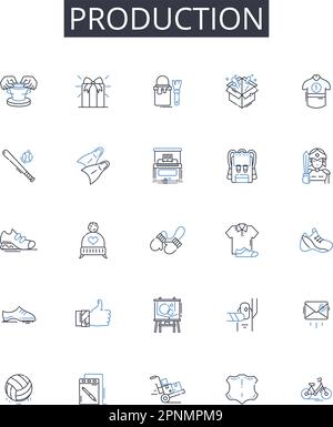 Production line icons collection. Creation, Development, Fabrication ...