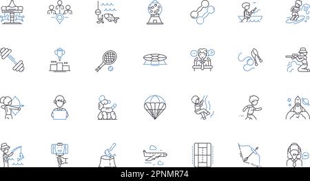 Playoffs line icons collection. Intensity, Excitement, Triumph, Victory, Heartbreak, Pressure, Competition vector and linear illustration. Adrenaline Stock Vector