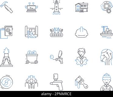 Engineer line icons collection. Design, Innovation, Problem-solving, Analysis, Precision, Creativity, Efficiency vector and linear illustration Stock Vector