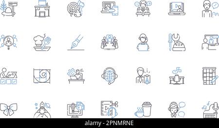 Remote line icons collection. Isolation, Distance, Workforce, Efficiency, Accessibility, Productivity, Technology vector and linear illustration Stock Vector