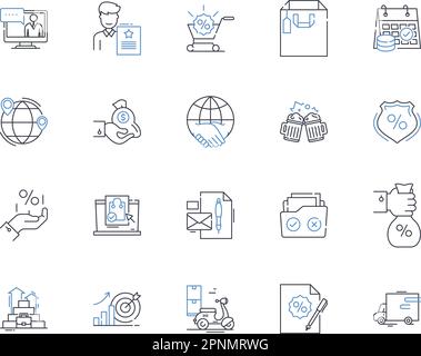 Bonds line icons collection. Yield, Coupon, Maturity, Redemption, Duration, Default, Fixed vector and linear illustration. Floating,Treasury,Municipal Stock Vector