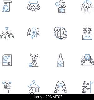 Manipulation innovation line icons collection. Adaptation, Deception ...
