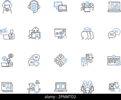 E-citizens line icons collection. Digital, Virtual, Accessible, Online, Global, Electronic, Connected vector and linear illustration. Nerked,Smart Stock Vector