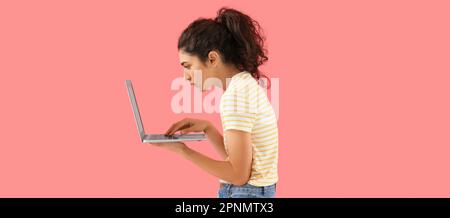 Young woman with bad and proper posture on color background Stock Photo -  Alamy