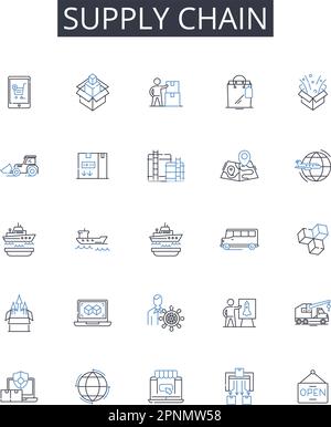 Manufacturing flow line icons collection. Assembly, Production ...