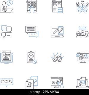 Organizational behavior line icons collection. Leadership, Communication, Teamwork, Decision-making, Culture, Motivation, Empowerment vector and Stock Vector