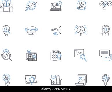 Inspection line icons collection. quality, assessment, examination, evaluation, audit, verification, scrutiny vector and linear illustration. checkup Stock Vector