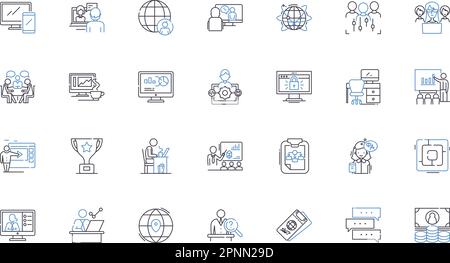 Sales squad line icons collection. Revenue, Targets, Prospects, Pipeline, Conversion, Pitches, Leads vector and linear illustration. Negotiation Stock Vector