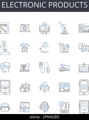 Technological gear line icons collection. Smartph, Tablet, Laptop ...