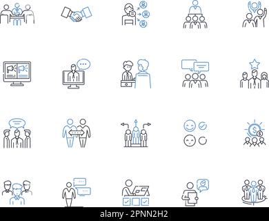 Negotiation line icons collection. Compromise, Bargain, Concession, Collaboration, Communication, Trust, Persuasion vector and linear illustration Stock Vector
