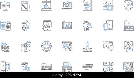 Technological innovation line icons collection. Disruption, Cutting-edge, Advancement, Transformation, Breakthrough, Futuristic, Piering vector and Stock Vector