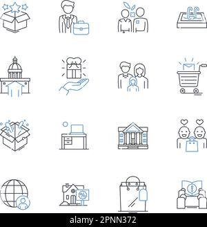 Quarter line icons collection. Coin, My, Fourth, cents, Time, Segment, Period vector and linear illustration. School,Business,Milest outline signs set Stock Vector