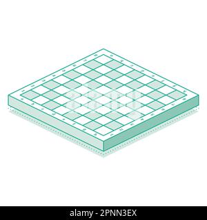 Isometric Outline Chessboard. Vector Illustration. Icon or Symbol Isolated on White. Stock Vector