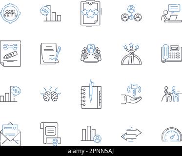 Deadline and urgency line icons collection. Pressure, Time-sensitive, Rush, Countdown, Impending, Imminent, Immediate vector and linear illustration Stock Vector