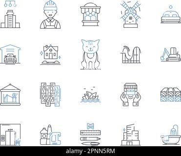 Domestic Housework line icons collection. Cleaning, Dusting, Sweeping, Mopping, Scrubbing, Vacuuming, Laundry vector and linear illustration. Ironing Stock Vector