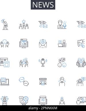 News line icons collection. Information, Intelligence, Update, Bulletin, Report, Account, Notice vector and linear illustration. Announcement Stock Vector