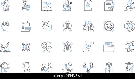 Automated investing line icons collection. Algorithm, Diversification, Robo-advisors, Efficiency, Expertise, Innovation, Scalability vector and linear Stock Vector