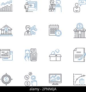 Financial Forecasting line icons collection. Projection, Estimate, Forecast, Prediction, Analysis, Budgeting, Planning vector and linear illustration Stock Vector