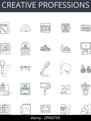 Creative professions line icons collection. Advocate, Counselor, Attorney, Jurist, Lawyer, Solicitor, Legal expert vector and linear illustration Stock Vector