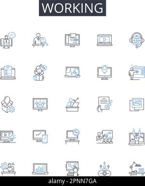 Operating line icons collection. Functioning, Executive, Working ...
