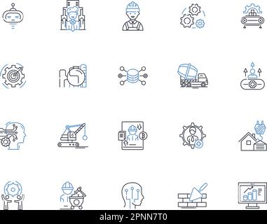 Operational line icons collection. Efficiency, Functionality, Optimization, Streamlining, Integration, Coordination, Workflow vector and linear Stock Vector