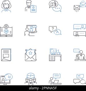 Connecting line icons collection. Nerking, Interacting, Bridging, Bonding, Collaborating, Communicating, Linking vector and linear illustration Stock Vector