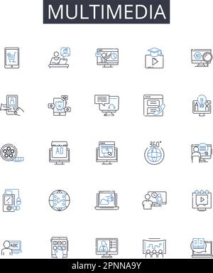 Printable media line icons collection. Brochure, Poster, Flyer ...