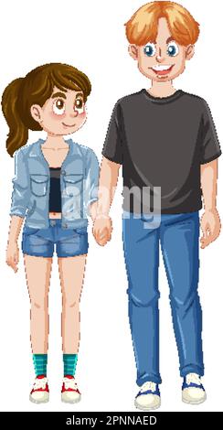 A Teenage Couple Holding Hands Together illustration Stock Vector Image ...