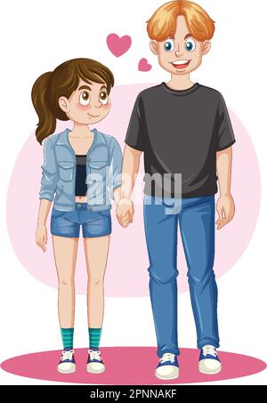 A Teenage Couple Holding Hands Together illustration Stock Vector Image ...