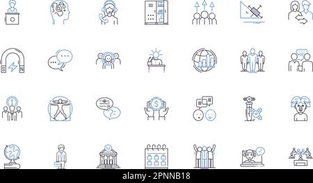 Mastering concepts line icons collection. Understanding, Comprehension, Perfection, Expertise, Proficiency, Mastery, Fluency vector and linear Stock Vector