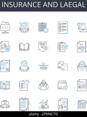 Insurance and laegal line icons collection. Community, Content, Conversation, Engagement, Influence, Opinion, Readership vector and linear Stock Vector
