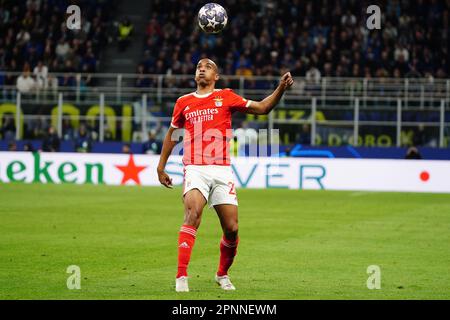 Milan, Italy - April 19, 2023 Joao Mario (SL Benfica) during the UEFA Champions League, Quarter-finals, 2nd leg football match between FC Internazionale and SL Benfica on April 19, 2023 at Giuseppe Meazza stadium in Milan, Italy - Photo Luca Rossini / E-Mage Stock Photo