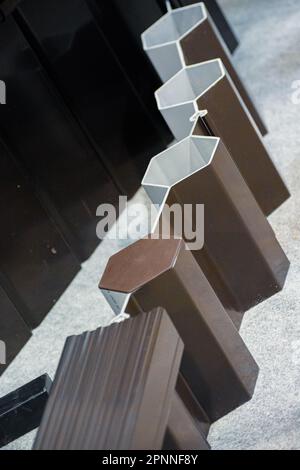 Wall profile. Galvanized steel corrugated plate. Stock Photo
