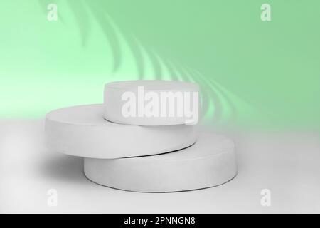 Podium for Cosmetics, Soap, Items Presentation. Abstract Minimal Geometric Sphere. Cylinder Three Forms Soft Shadow. Scene to Show Product, Object. Sh Stock Photo