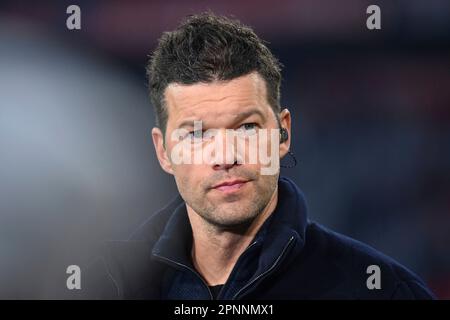 Munich, Deutschland. 19th Apr, 2023. Michael BALLACK, DAZN soccer expert, single image, cropped single motif, portrait, portrait, portrait. Press conference. Soccer Champions League/quarter-finals FC Bayern Munich-Manchester City (ManCity) 1-1 on April 19, 2023, ALLIANZAREN A. ? Credit: dpa/Alamy Live News Stock Photo