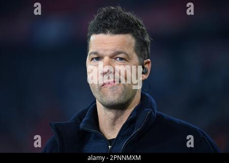 Munich, Deutschland. 19th Apr, 2023. Michael BALLACK, DAZN soccer expert, single image, cropped single motif, portrait, portrait, portrait. Press conference. Soccer Champions League/quarter-finals FC Bayern Munich-Manchester City (ManCity) 1-1 on April 19, 2023, ALLIANZAREN A. ? Credit: dpa/Alamy Live News Stock Photo