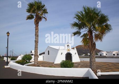 Church of Masdache, La Geria wine region, Lanzarote Island, Canary Islands, Canary Islands, Spain Stock Photo