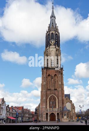 19 April 2023, Delft, Netherlands,  Nieuwe Kerk on the markt square in the center of  Delft Stock Photo