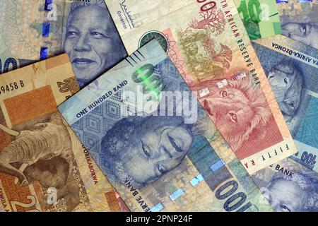 Close-up of South African currencies rand. Stock Photo