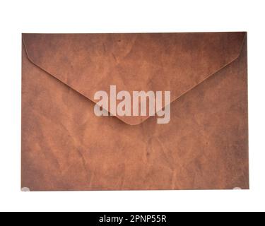 Empty brown vintage paper envelope isolated on the white Stock Photo