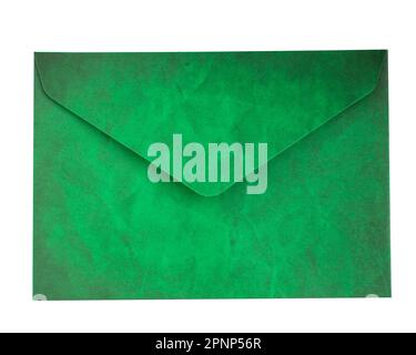 Closed green Envelope Isolated on White Background Stock Photo