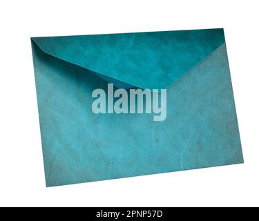 Closed Blue Envelope Isolated on White Background Stock Photo