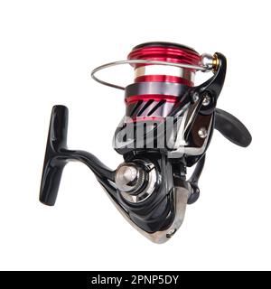 Spinning Reel Isolated on White Background. - Stock Photo