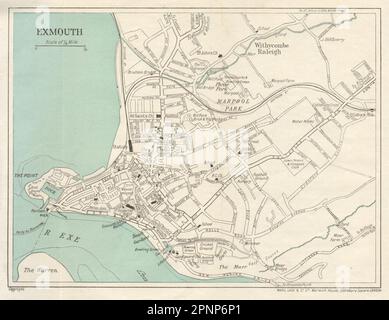 Exmouth Vintage Tourist City Town Plan. Devon. Ward Lock 1935 Old 