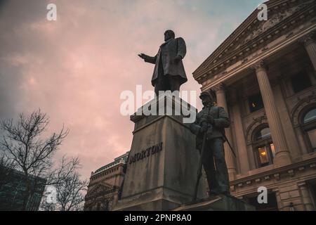 The Statue of Oliver Morton in Indianapolis, Indiana, United States Stock Photo