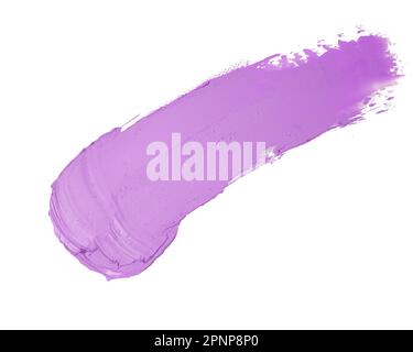 Smear and texture of violet lipstick or acrylic paint isolated on white background. Stock Photo