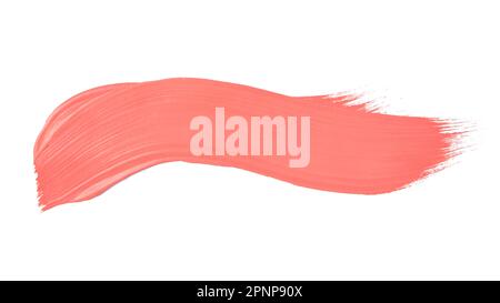 Acrylic pastel pink textured paint brush track blank art isolated on the white background Stock Photo