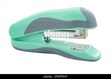 Green professional stapler isolated on white background Stock Photo
