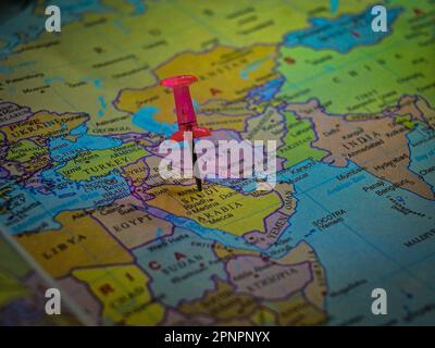 Saudi arabia dubai on the colorful world map Stock Photo